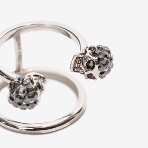Rare Alexander McQueen Twin Skull Double Ring Size 6